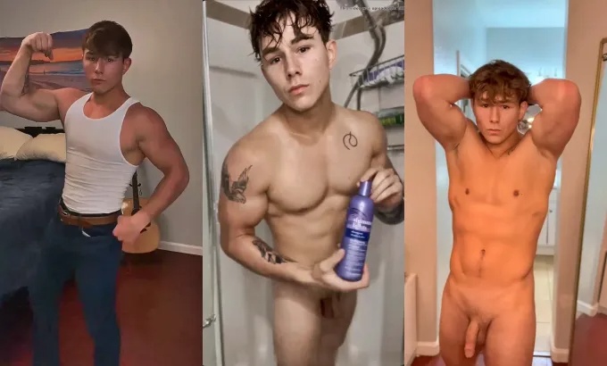 Fitness stud shows off his body and takes a shower