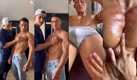 Levy Van Wilgen gets oiled up by a mate
