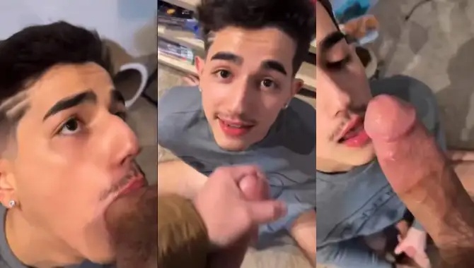 Cute twink sucks a cock and begs for his man’ s load