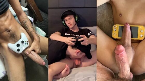 Compilation of young hung guys gaming while getting jerked and sucked
