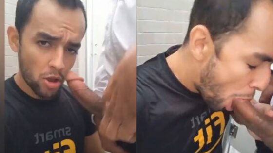 Sucking cock in the bathroom