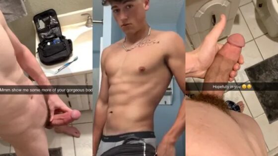 Young fit guy shows off and jerks off