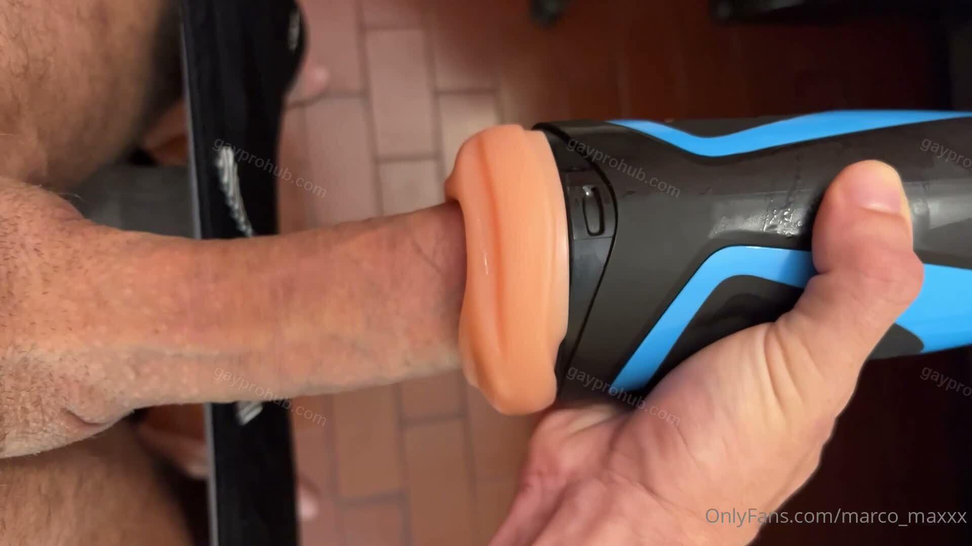 Close up of Marco Maxxx fucking a fleshlight