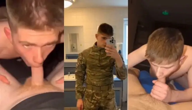 College freshman twink jerks off and practices his cock sucking skills