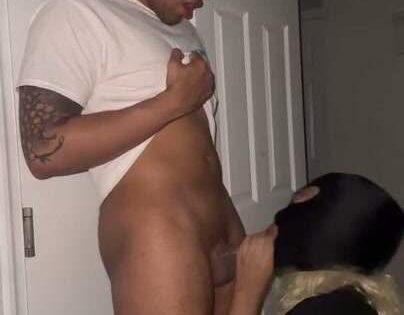 Guy with White Shirt gets his dick sucked by CD