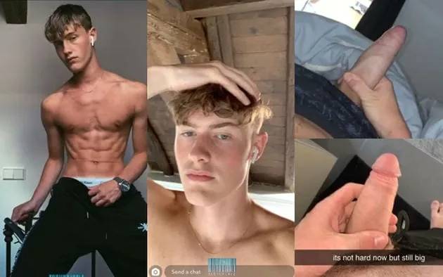 Fit athlete shows off his cock and abs