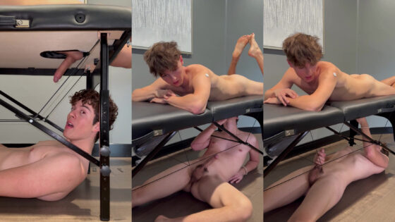 Andy sucks Sven through the massage table hole – svandylove
