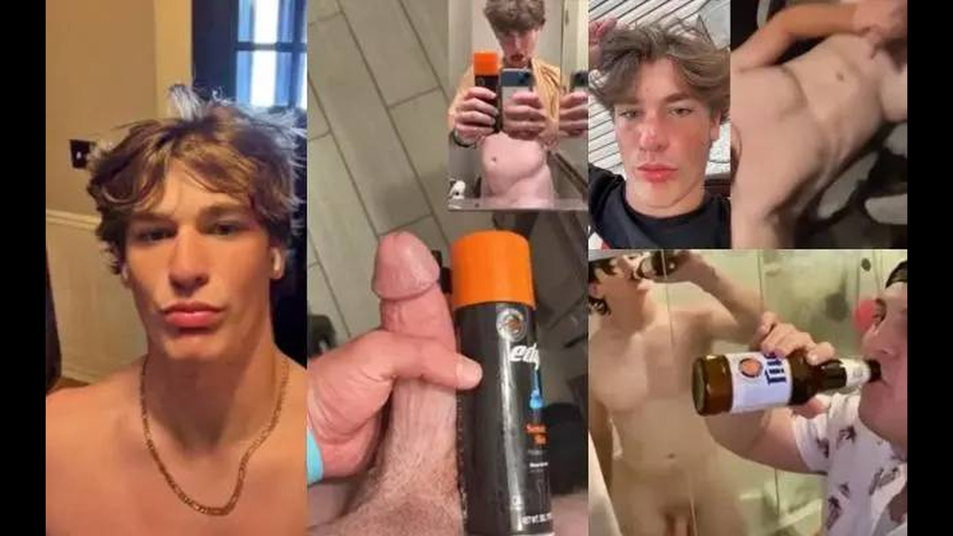 Compilation of a young stud jerking off and getting head