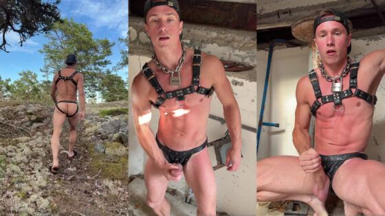 Jerking off outside in my leather gear – Bastian Gate (bastiangate)