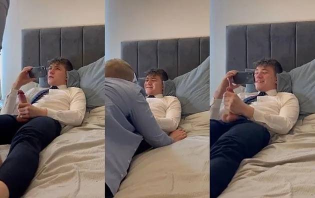 Twink gets his cock sucked after class