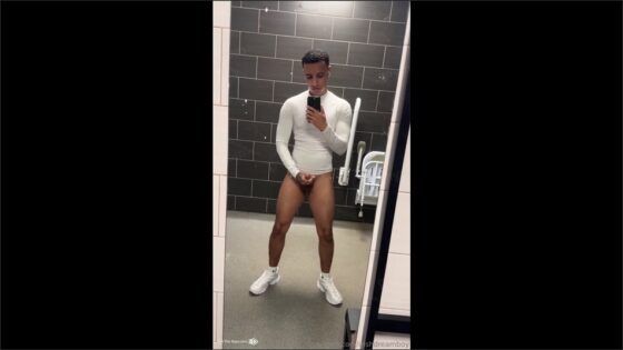 Irish Dreamboy teases his cock in a public bathroom
